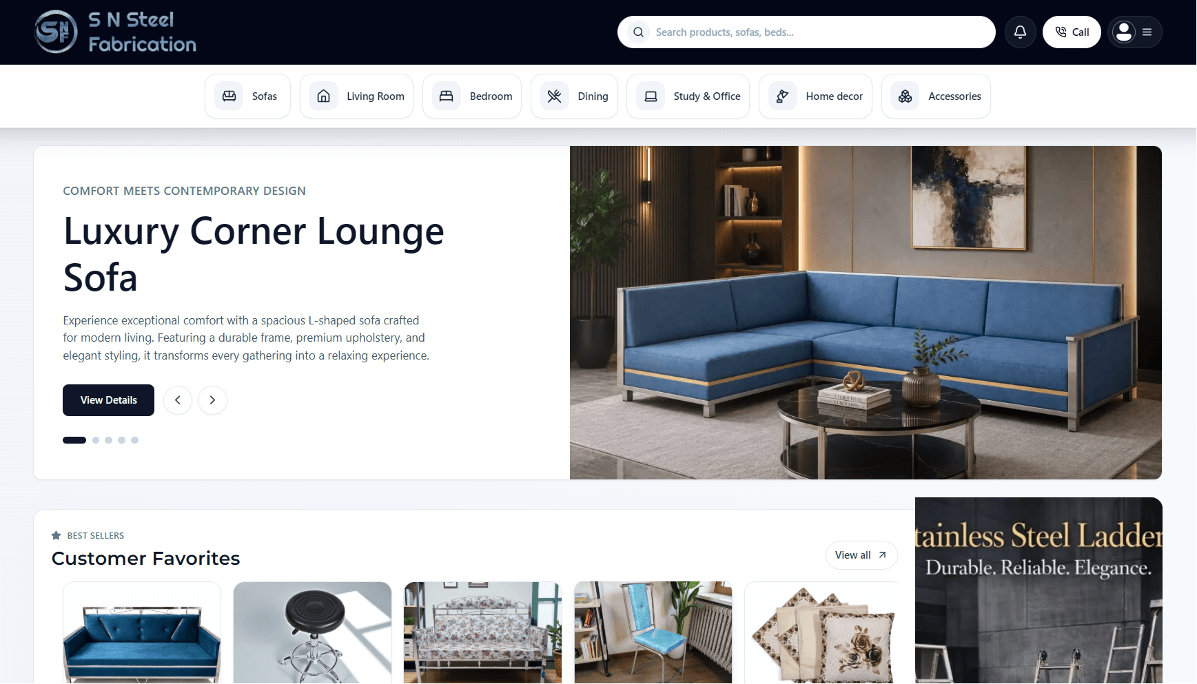 SNSF - Steel Furniture E-Commerce preview